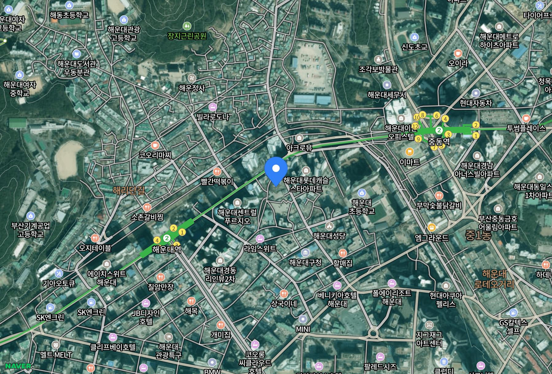 해운대 마티안 디 에디션 · 무순위 주변 교통 지도